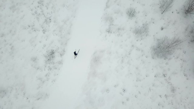 Training of skier. Moscow region. Aerial view