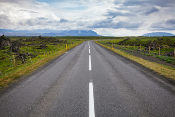 Fototapeta na wymiar Route 1 Ring Road near Myvatn lake Northeastern Iceland Scandinavia