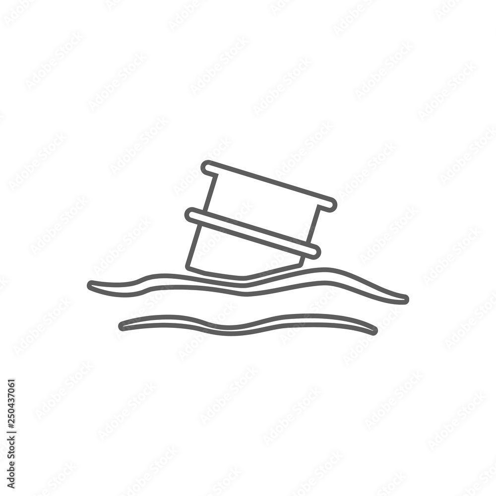 Poster flat design toxic waste contamination on water icon. element of oil for mobile concept and web apps 