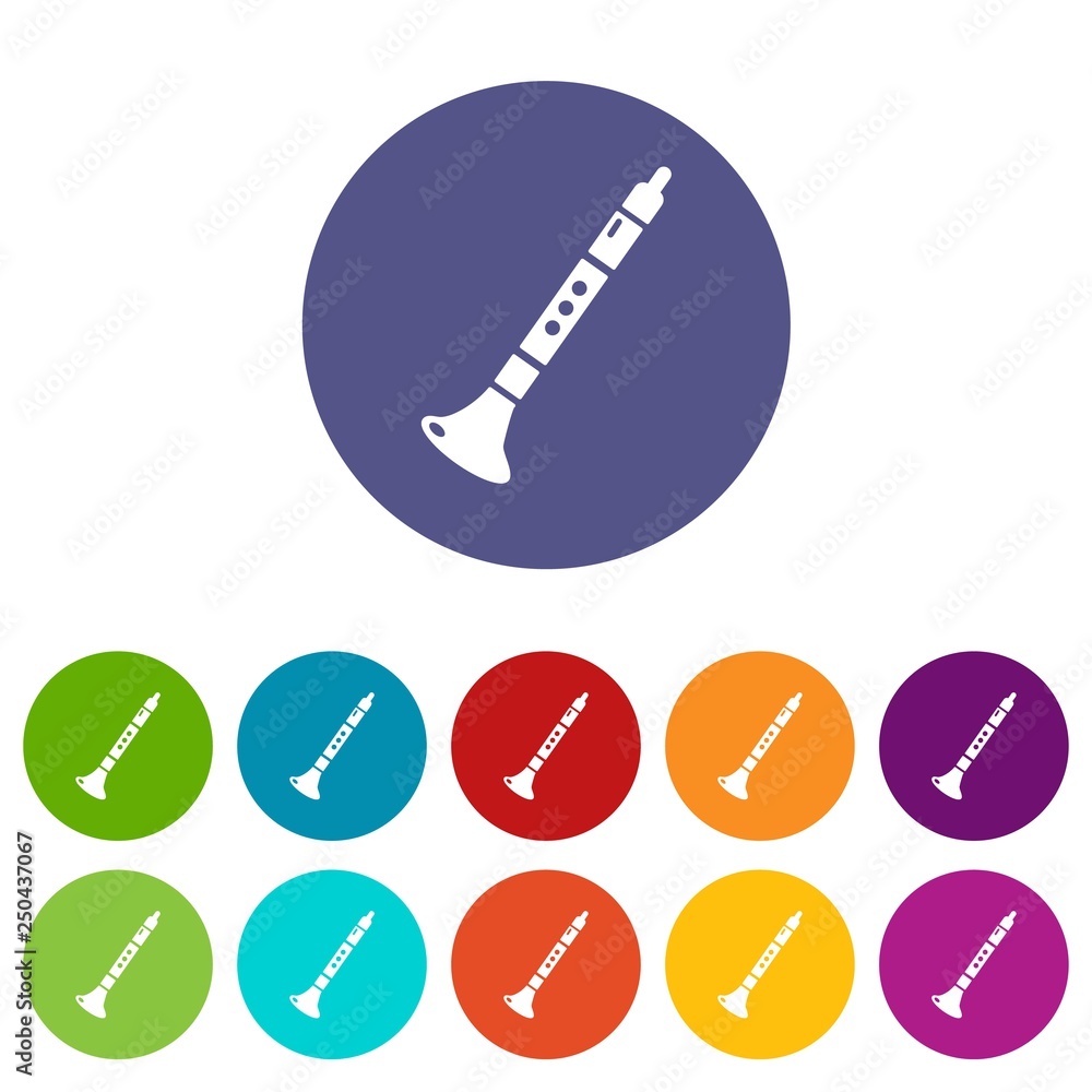 Poster trumpet icons color set vector for any web design on white background