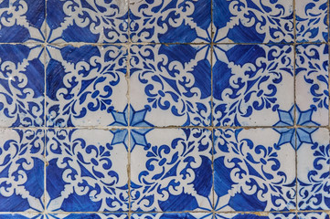 Wall traditional ceramics pattern in Lisbon, Portugal