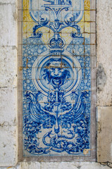 Wall traditional ceramics pattern in Lisbon, Portugal