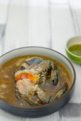 Pickled sea crab eggs in fish sauce, Thai fusion food