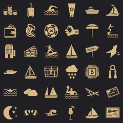 Jump in water icons set. Simple style of 36 jump in water vector icons for web for any design