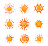 Bright sun set. Summer weather collection. Can be used for topics like climate, vacation, solar energy