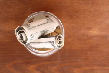 Bank with money. The concept of earnings