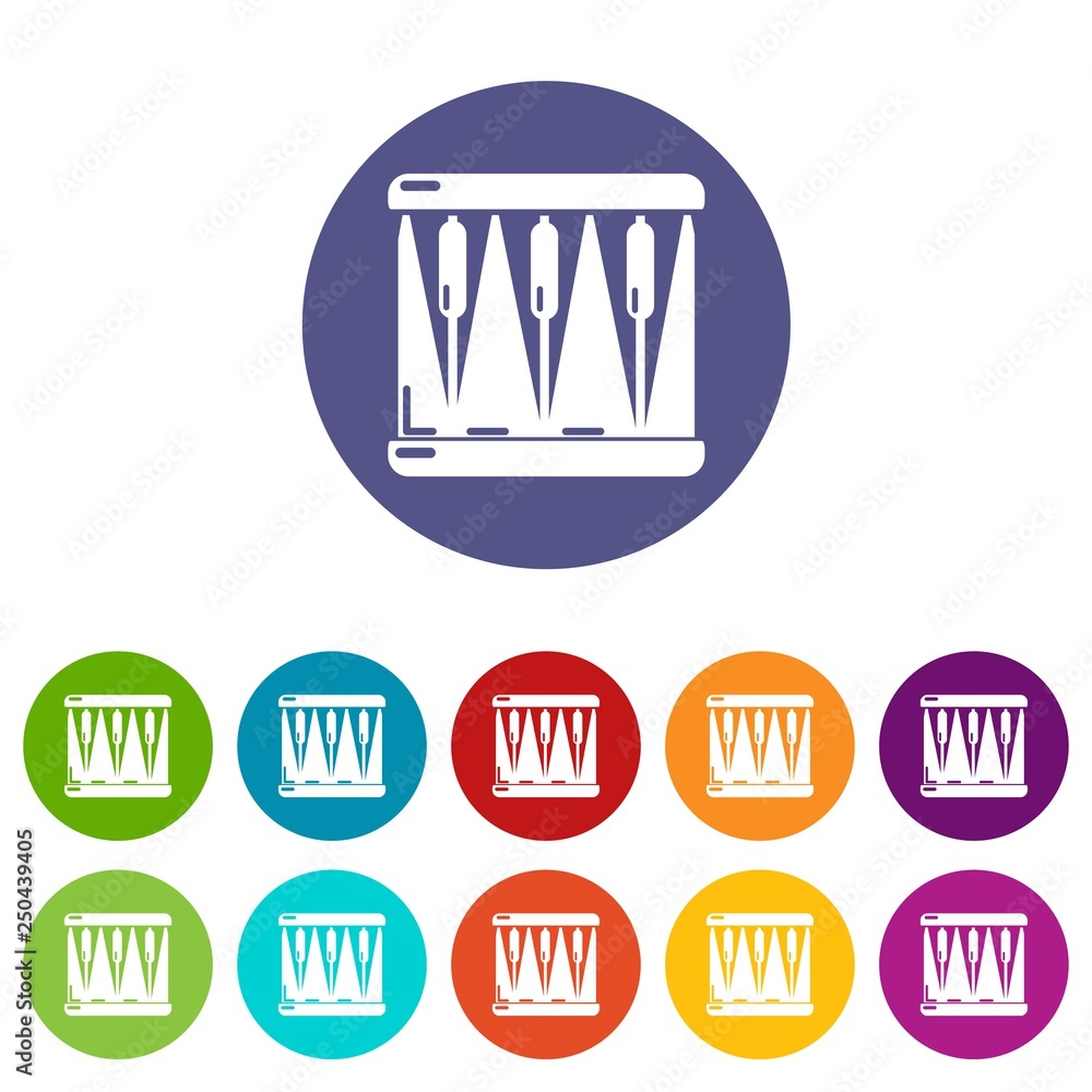 Poster bass drum icons color set vector for any web design on white background