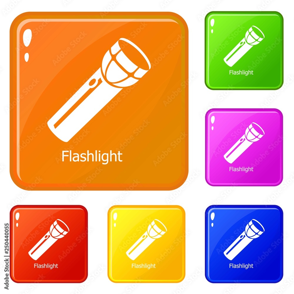 Aufkleber flashlight icons set collection vector 6 color isolated on white background