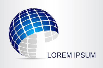 Abstract technology logo stylized spherical surface with abstract shapes. This logo is suitable for global company, world technologies, media and publicity agencies 