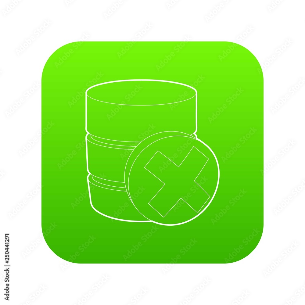 Poster closed database icon green vector isolated on white background