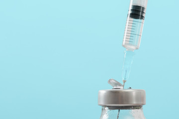 Medicine in vials and syringe , ready for vaccine injection , Cancer Treatment , Pain Treatment on...