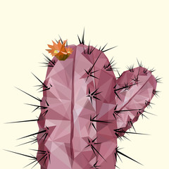 Raster illustration of cactus. Low poly style. 
