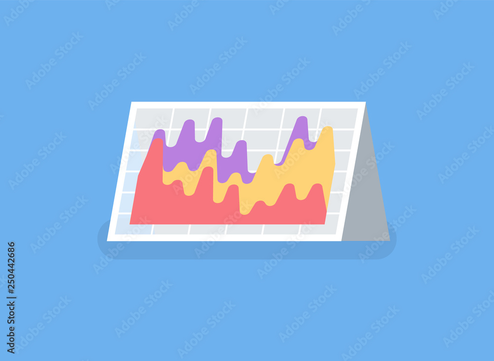 Poster information in visual representation vector, paper table card. statistic and results of business pro