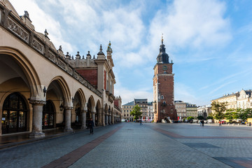 Fototapeta na wymiar Krakow Cloth Hall and Town Hall Tower, Poland