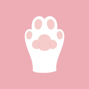 Cat, kitty paw, cute vector illustration, icon or sticker on pink  background. Stock Vector