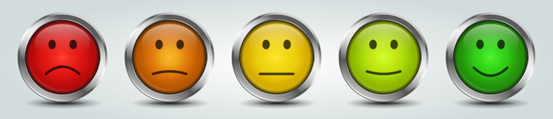 Colorful feedback rating smiley buttons