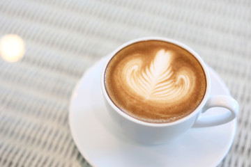 heart shape latte art of hot coffee drink tasty