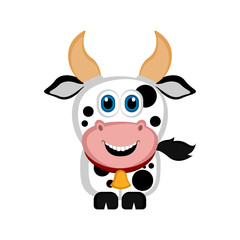 Isolated cute cow. Farm animal. Vector illustration design