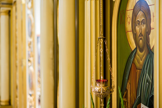 Icon of Jesus Christ in the Eastern Christian temple