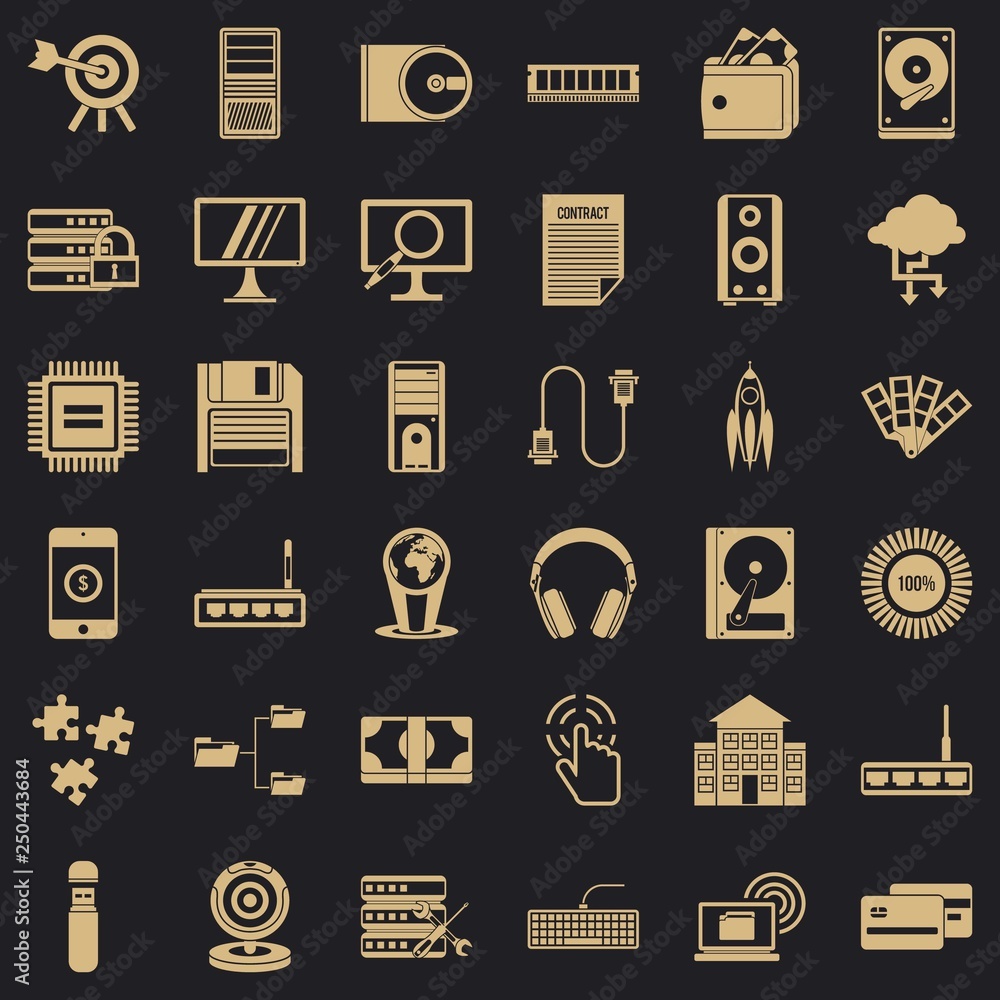 Poster web operation icons set. simple style of 36 web operation vector icons for web for any design