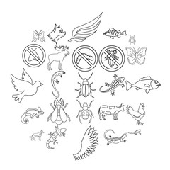 Obraz premium Small animal icons set. Outline set of 25 small animal vector icons for web isolated on white background