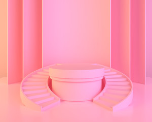 abstract pink color geometric shape background, modern minimalist mockup for podium display or...