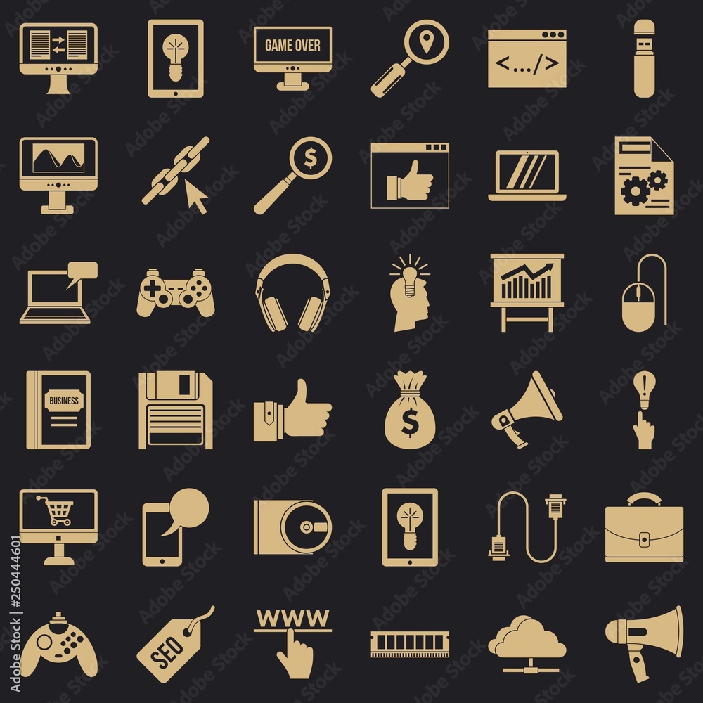 Poster web page icons set. simple style of 36 web page vector icons for web for any design