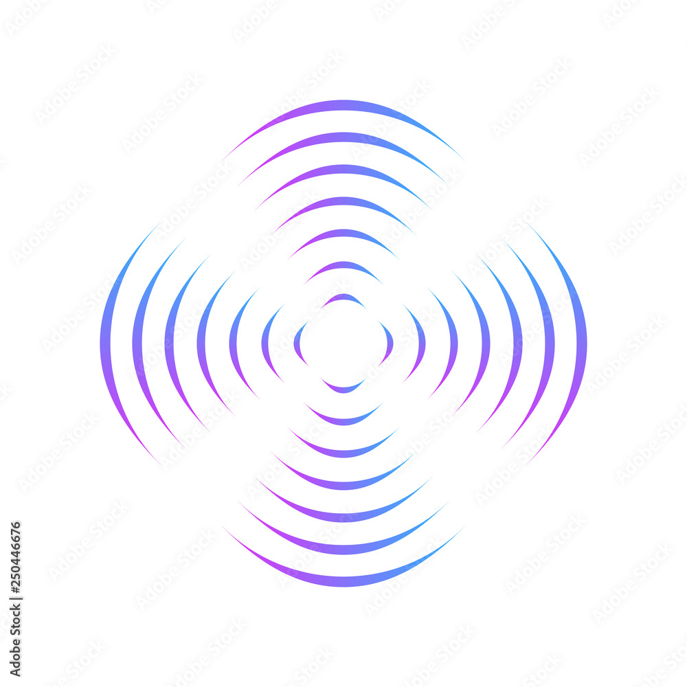 Poster pattern with symmetric geometric ornament for spinning propeller. gradient circle lines. 3d optical 