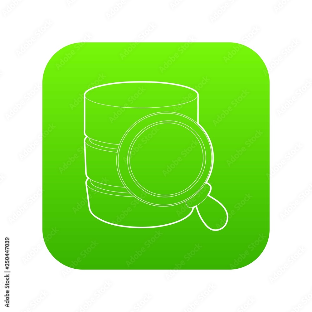 Poster searching database icon green vector isolated on white background