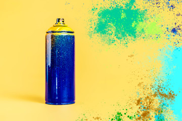 street art spray can and color splash on the background concept b