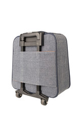 Fabric luggage on isolated white background.