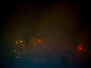 The London New year fireworks display captured from the central Barge on the River Thames