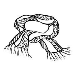  painted scarf with ornaments isolated on white background