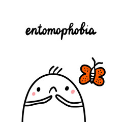 Enotomophobia hand drawn illustration with cute marshmallow