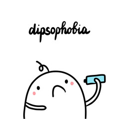 Dipsophobia hand drawn illustration with cute marshmallow