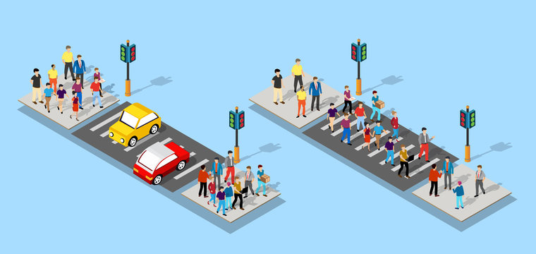 Isometric People Walking