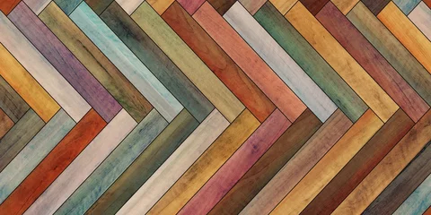 Stof per meter Hout textuur muur Naadloze houten parkettextuur horizontaal visgraat kleurrijk