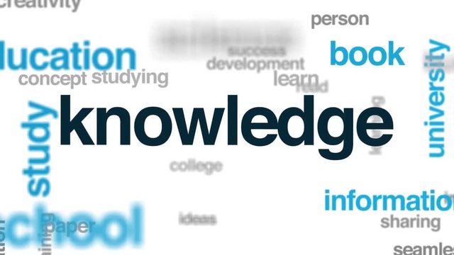 Knowledge animated word cloud. Kinetic typography.