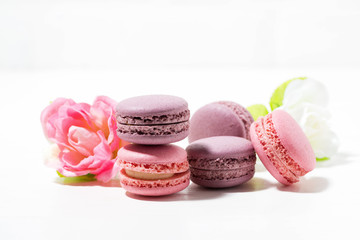 macaroon cookies on white table