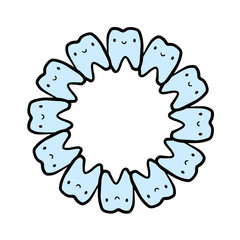 Smilling teeth hand drawn cartoon wreath mandala