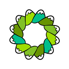 Hills and mountains hand drawn mandala illustration cartoon style