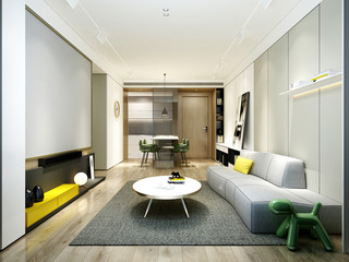 3d render modern living room