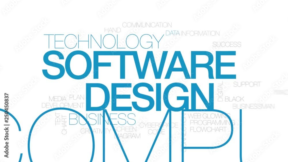 Poster software design animated word cloud. kinetic typography.