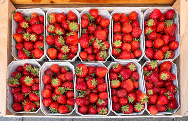 Ripe Strawberries on sale Top View