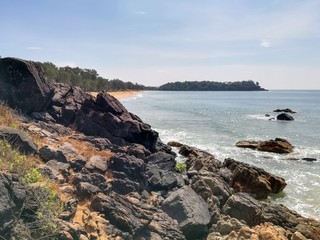 Rocks in the ocean and plenty of water