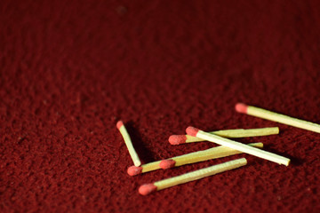 matches on red background