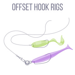 Offset hook rigging options for catching predatory fish with spinning rod in high weed density conditions.