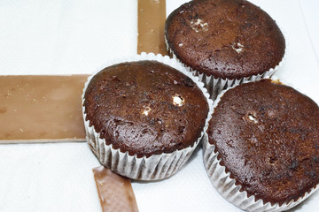 muffins with chocolate and nuts