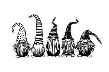 Hand drawn Christmas gnomes
