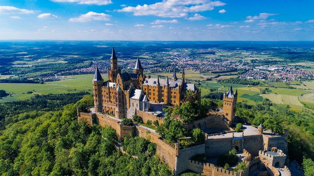 Aerial view of famous Hohenzollern Castle